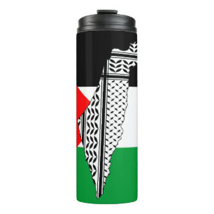 Palestina Vlag en Kaart met Keffiyeg Patroon Thermosbeker