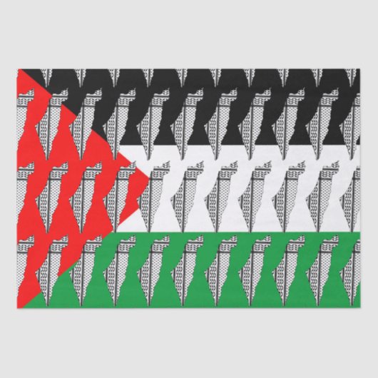 Palestina Vlag en Kaart met Keffiyeg Patroon Tissuepapier (Voorkant)