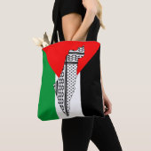 Palestina Vlag en Kaart met Keffiyeg Patroon Tote Bag (Dichtbij)