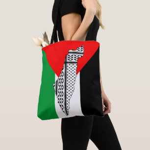 Palestina Vlag en Kaart met Keffiyeg Patroon Tote Bag