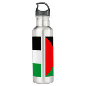 Palestina Vlag en Kaart met Keffiyeg Patroon Waterfles (Achterkant)