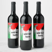 Palestina Vlag en Kaart met Keffiyeg Patroon Wijn Etiket (Flessen)