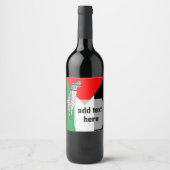 Palestina Vlag en Kaart met Keffiyeg Patroon Wijn Etiket (Voorkant)