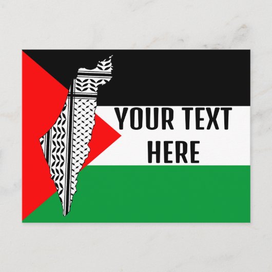 Palestina Vlag en Kaart met Keffiyeh Patroon (Voorkant)