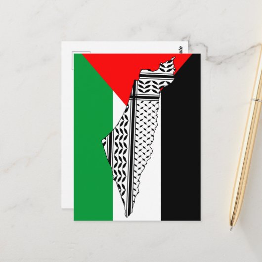 Palestina Vlag en Kaart met Keffiyeh Patroon (Voorkant / Achterkant in situ)