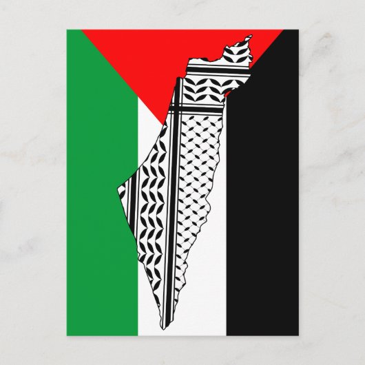 Palestina Vlag en Kaart met Keffiyeh Patroon (Voorkant)