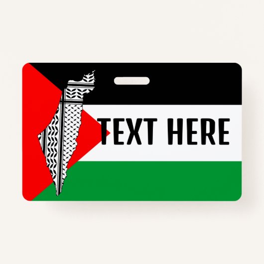 Palestina Vlag en Kaart met Keffiyeh Patroon Badge (Voorkant)