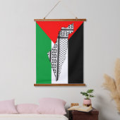 Palestina Vlag en Kaart met Keffiyeh Patroon Hangend Wandkleed (Slaapkamer)