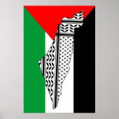 Palestina Vlag en Kaart met Keffiyeh Patroon Poster (Voorkant)