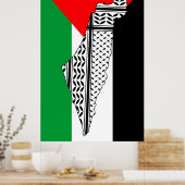 Palestina Vlag en Kaart met Keffiyeh Patroon Poster (Keuken)