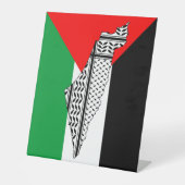Palestina Vlag en Kaart met Keffiyeh Patroon Reclamebord Met Voetstuk (Voorkant)
