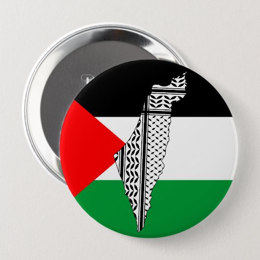Palestina Vlag en Kaart met Keffiyeh Patroon Ronde Button 4,0 Cm (Voorkant /achterkant)