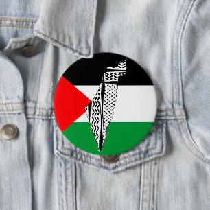 Palestina Vlag en Kaart met Keffiyeh Patroon Ronde Button 4,0 Cm