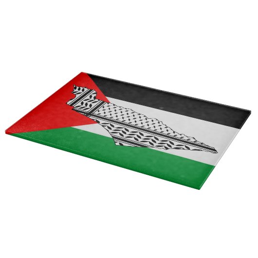 Palestina Vlag en Kaart met Keffiyeh Patroon Snijplank (Hoek)