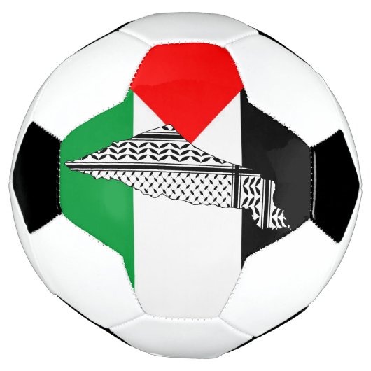Palestina Vlag en Kaart met Keffiyeh Patroon Voetbal (Gedraaid)