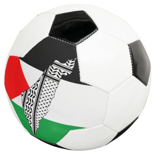 Palestina Vlag en Kaart met Keffiyeh Patroon Voetbal (Drie kwart)