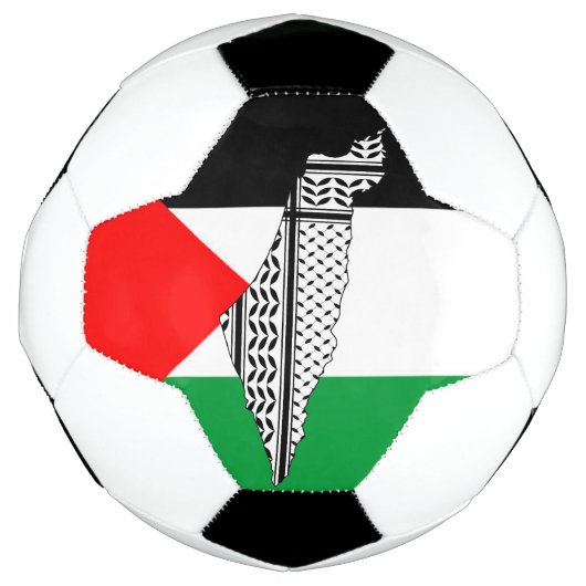 Palestina Vlag en Kaart met Keffiyeh Patroon Voetbal (Voorkant)
