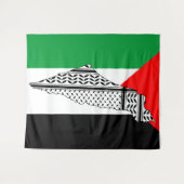 Palestina Vlag en Kaart met Keffiyeh Patroon Wandkleed (Voorkant (horizontaal))