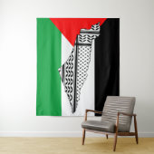 Palestina Vlag en Kaart met Keffiyeh Patroon Wandkleed (In situ)