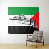 Palestina Vlag en Kaart met Keffiyeh Patroon Wandkleed (In Situ (horizontaal))