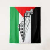 Palestina Vlag en Kaart met Keffiyeh Patroon Wandkleed (Voorkant)