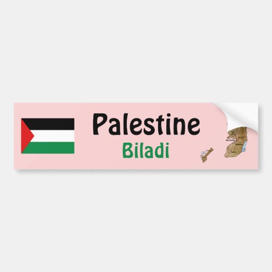Palestina Vlag + Landkaart Bumpersticker (Voorkant)