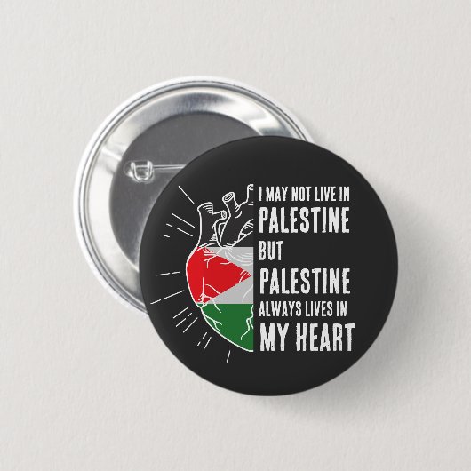 Palestina vlag menselijk hart ronde button 5,7 cm (Voorkant /achterkant)