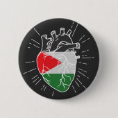 Palestina vlag menselijk hart ronde button 5,7 cm (Voorkant)
