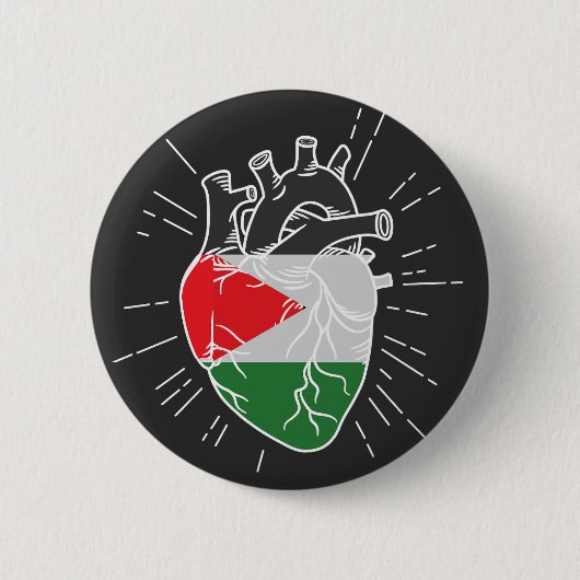 Palestina vlag menselijk hart ronde button 5,7 cm (Voorkant)