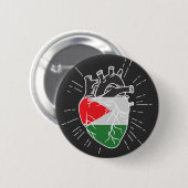 Palestina vlag menselijk hart ronde button 5,7 cm (Voorkant /achterkant)