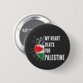 Palestina vlag menselijk hart ronde button 5,7 cm (Voorkant /achterkant)