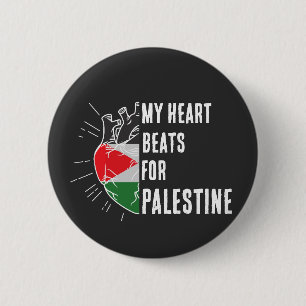 Palestina vlag menselijk hart ronde button 5,7 cm