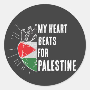 Palestina vlag menselijk hart ronde sticker
