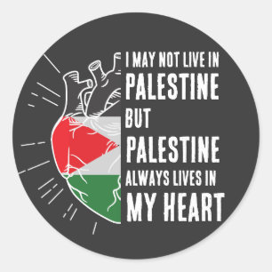 Palestina vlag menselijk hart ronde sticker