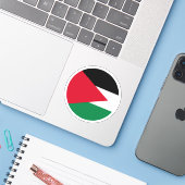 Palestina Vlag Ronde Sticker (Laptop met iPhone)