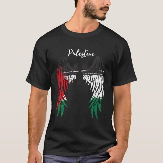 Palestina Vlag vader aan de achterkant van Palesti T-shirt (Voorkant)