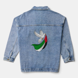 Palestina vlag, vredesduif, denim jacket