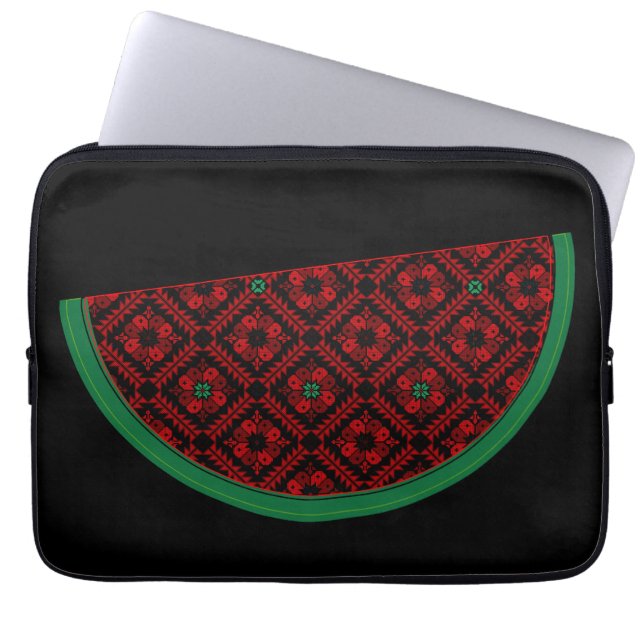 Palestina watermeloen Borduurwerk rode tatreez Laptop Sleeve (Voorkant)