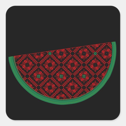 Palestina watermeloen Borduurwerk rode tatreez Vierkante Sticker (Voorkant)