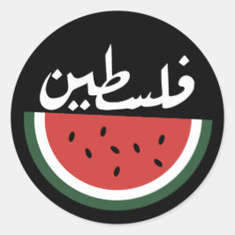 Palestina watermeloen-Palestina Arabisch woord"فلس Ronde Sticker