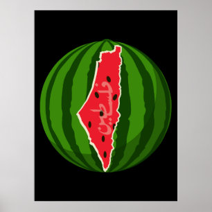 Palestina Watermeloen Vlag Kaart. Vrije Palestijne Poster