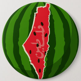 Palestina Watermeloen Vlag Kaart. Vrije Palestijne Ronde Button 6,0 Cm