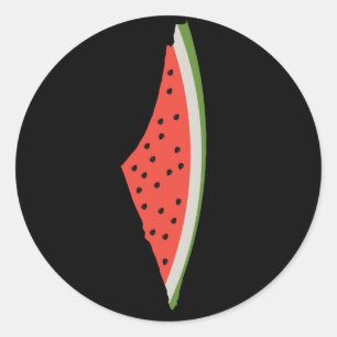 Palestina Watermeloen Vlag Kaart. Vrije Palestijne Ronde Sticker