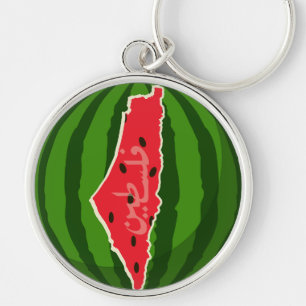 Palestina Watermeloen Vlag Kaart. Vrije Palestijne Sleutelhanger