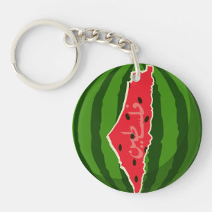 Palestina Watermeloen Vlag Kaart. Vrije Palestijne Sleutelhanger