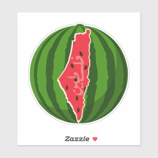 Palestina Watermeloen Vlag Kaart. Vrije Palestijne Sticker (Vel)