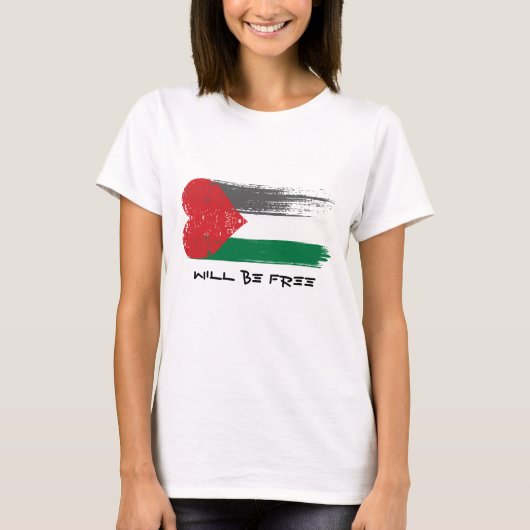 Palestina wordt een gratis T-shirt – Heart Flag De (Voorkant)
