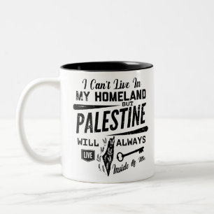 Palestina zal altijd in me leven. tweekleurige koffiemok