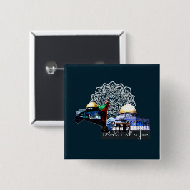 Palestina zal vrij Palestijns verzet tegen Gaza zi Vierkante Button 5,1 Cm