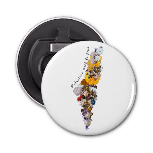 Palestina zal vrij zijn button flesopener (Voorkant)